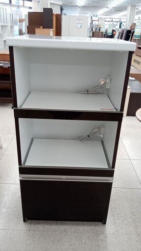 ★ジモティ割あり★  レンジ台 茶色 H120×D45×W59 クリーニング済み TJ3412