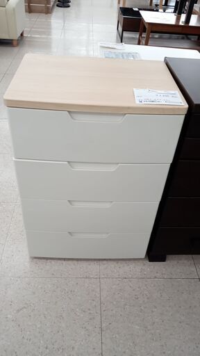 ★ジモティ割あり★  四段チェスト ナチュラルベージュ H80×D41×W56 クリーニング済み TJ3430