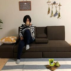 おしゃれ家具 布製 NK-3038A リクライニング カウチソファーベッド【3人掛け ソファ－ベッド】