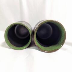 夫婦湯呑み ペアセット 黒×緑の画像