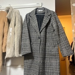 【美品】ロングコート　チェックの画像