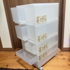 無印良品 収納ケース 4段セット キャスター付きの画像