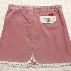 【美品】ミキハウス/刺繍/コーデュロイ/レーススカート100sizeの画像
