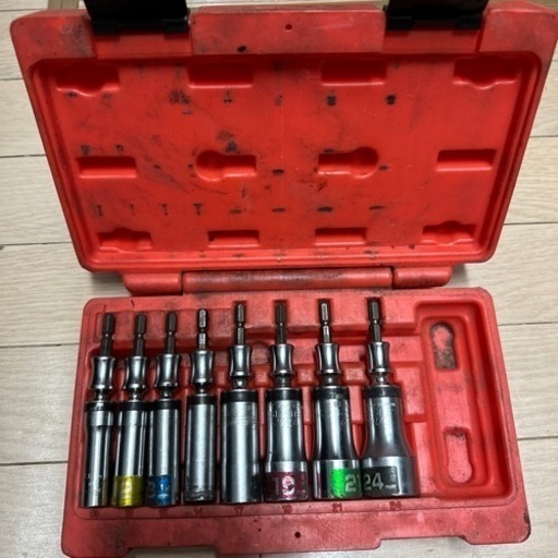 TOP工業 電動ドリル用 ユニバーサルソケットセット EUS-1024S レッド