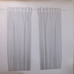 リビング用 長尺 オーガンジー カーテン 2セット4枚の画像
