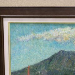 油彩　無名画家 油絵 油彩 油彩画 絵 絵画【ネモフィラの田んぼに輝く天の川】 絵画