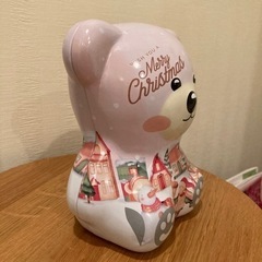 貯金箱　ベア　くまちゃん　ピンク　クリスマスの画像
