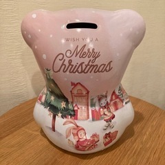 貯金箱　ベア　くまちゃん　ピンク　クリスマスの画像