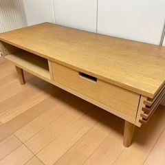 北欧風　おしゃれなローテーブル　木製　収納&引き出し付きの画像