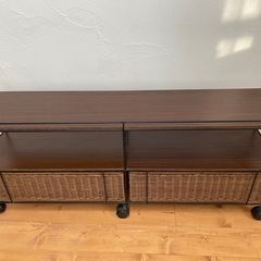 ※受渡予定者決定【引き出し・キャスター付のテレビ台】　ブラウン×ブラックの画像