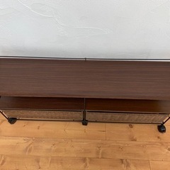 ※受渡予定者決定【引き出し・キャスター付のテレビ台】　ブラウン×ブラックの画像