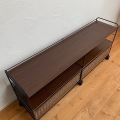 ※受渡予定者決定【引き出し・キャスター付のテレビ台】　ブラウン×ブラックの画像