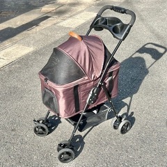 【中古・美品】ペット用カート（4輪，ダークブラウン）