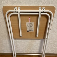 [山善] サイド テーブル(折りたたみ) 幅50×奥行48×高さ70cm ナチュラルの画像