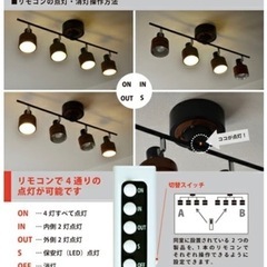 1.4万リモコン付きシーリングスポット4灯の画像
