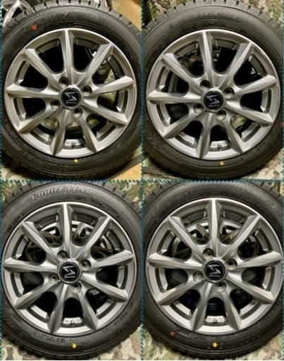 「商談中」㊼155/65R14 新品冬用タイヤ4本と中古美品ホイールとナット付き