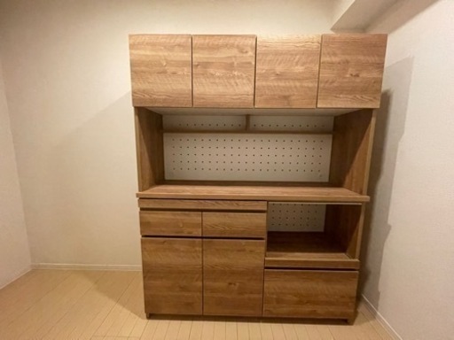 ※本日限定※LOWYA [幅140] 食器棚 キッチン収納 キッチンキャビネット レンジ台 棚 スライド ラック ステンレス 完成品 日本製 大川家具