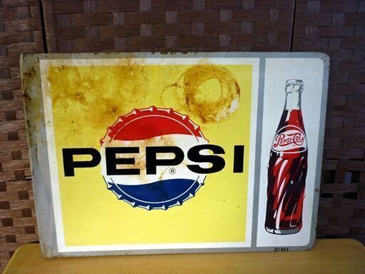 ☆PEPSI ブリキ看板 PEPSI-COLA 横560mm 縦400mm ペプシ コーラ ノベルティグッズ サイン 札幌 北20条店