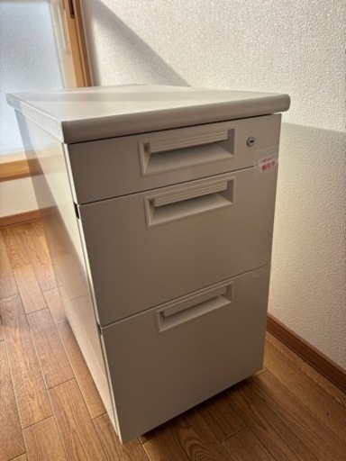 キャビネット 袖机 ホワイト 脇机 スチール製 カギあり