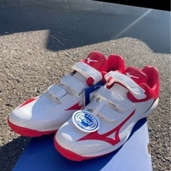 ミズノ ホワイト×レッド 白×赤 野球 トレーニングシューズ　2...