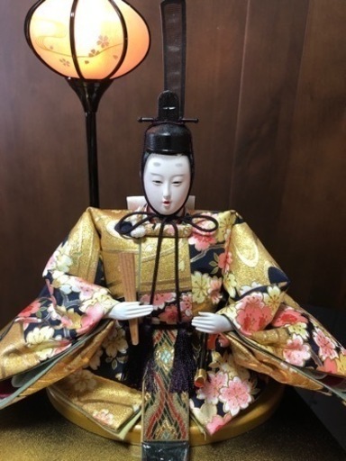 秀月 雛人形 桜柄 ガラスケース入り