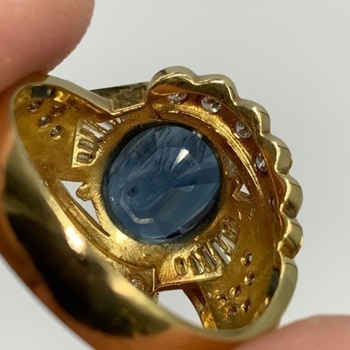 売り切れました。K18 18金 サファイヤリング　4.26ct デザインリング　9.1g GIA鑑別書