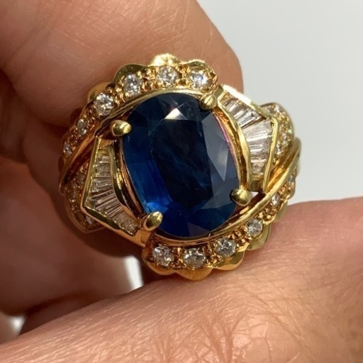 売り切れました。K18 18金 サファイヤリング　4.26ct デザインリング　9.1g GIA鑑別書