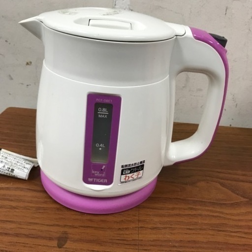 O2312-799 タイガー 電気ケトル わく子 PCF-08E1 2014年製 通電確認済み キズ汚れ有り