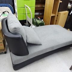 【恵庭】☆中古品☆ニトリ 布張りカウチソファ 幅80cm ポーション2KD GY PayPay支払いOK！の画像