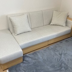 【引取】3人掛けソファ カウチソファー アイボリー