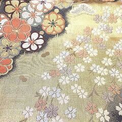 ss5870　袋帯　ゴールド系　花　華やか　桜　刺繍　女性用　和装　礼装　着物　金糸　フォーマル　帯　婦人用　正装　訪問着　さくら　花模様の画像