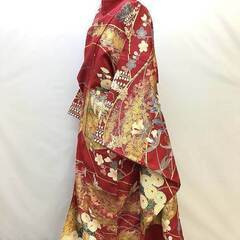 ss5871　振袖　赤系　花柄　極美品　花模様　着物　華やか　多色使い　金糸　ゴールド　刺しゅう　中振袖　成人式　正装　和装　和服　きもの　女性用の画像