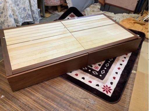 【リサイクルサービス八光】幅106.5cm　無印良品　収納ベッドシングル　ウォールナット　枠のみ