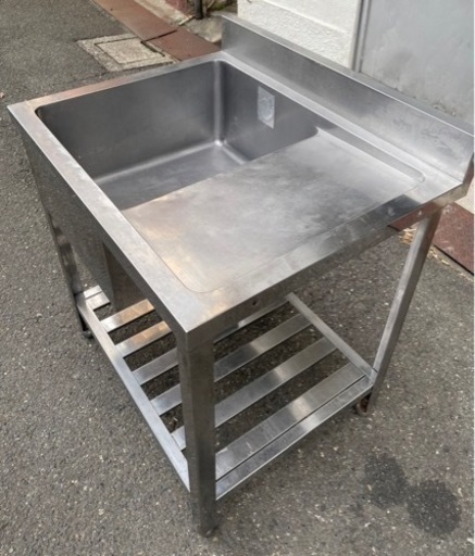 業務用 1槽シンク 幅750×奥600×高さ800+85(mm) 作業台付きシンク 左シンク 台付シンク 流し台 厨房機材 手洗い場 一層 1層 厨房 大阪発