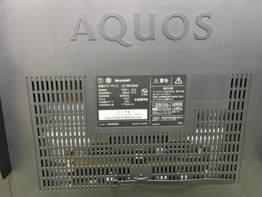 壁掛けスタンド付き【SHARP AQUOS 4K液晶テレビ 60インチ LC-60US4】2017年製 リモコン付き