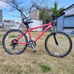 アルミフレーム+21段変速 マウンテンバイク マットピンク