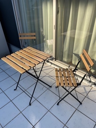【美品】IKEA ガーデンチェア　2脚　テーブル　セット