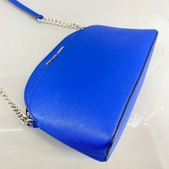 MK マイケルコース 青レザー シルバーチェーン ななめがけショルダーバッグの画像