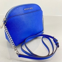 MK マイケルコース 青レザー シルバーチェーン ななめがけショルダーバッグの画像