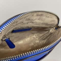 MK マイケルコース 青レザー シルバーチェーン ななめがけショルダーバッグの画像