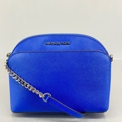 MK マイケルコース 青レザー シルバーチェーン ななめがけショ...