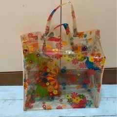 【昭和レトロ】レトロポップ お花ワゴン柄 バッグの画像