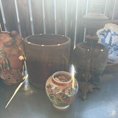 【骨董品】壺・皿・花瓶・ランプ・火鉢・置物他の画像