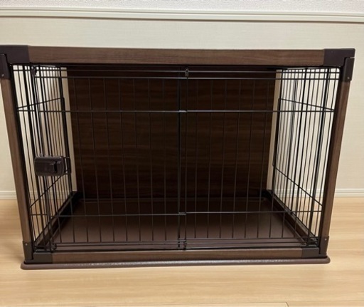 ②美品 アイリスオーヤマ ウッディーサークル ペットゲージ ブラウン