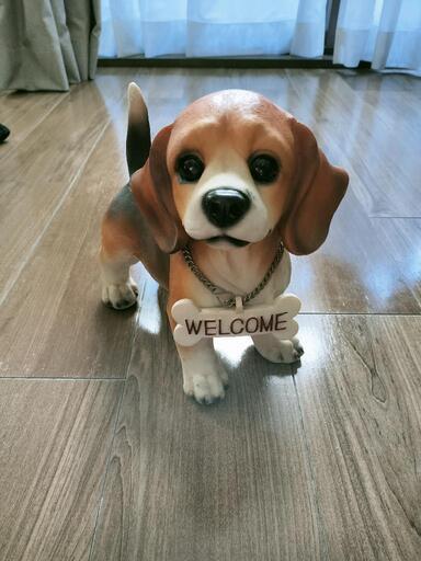 犬の置物　Welcomeボード