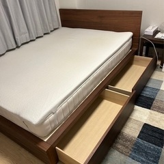無印のダブルベッド＋ベッドボード＋マットレス