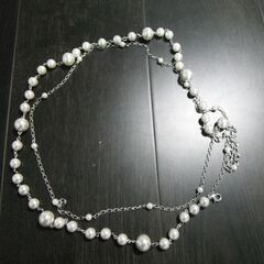 フェイクパール ネックレス　パーティー　結婚式　入学式　卒業式　2連　パールネックレス　ウエスト　ベルト　フォーマル　アクセサリーの画像