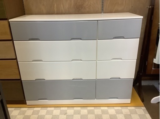 【リサイクルサービス八光    幅1195【マルミツ】4段チェスト《グレー×ホワイト》DS-44NUV