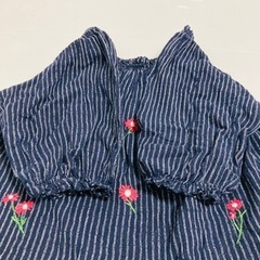 【美品・インド製】花柄×ストライプ柄オフショルダー　トップス　120の画像