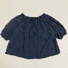 【美品・インド製】花柄×ストライプ柄オフショルダー　トップス　120の画像